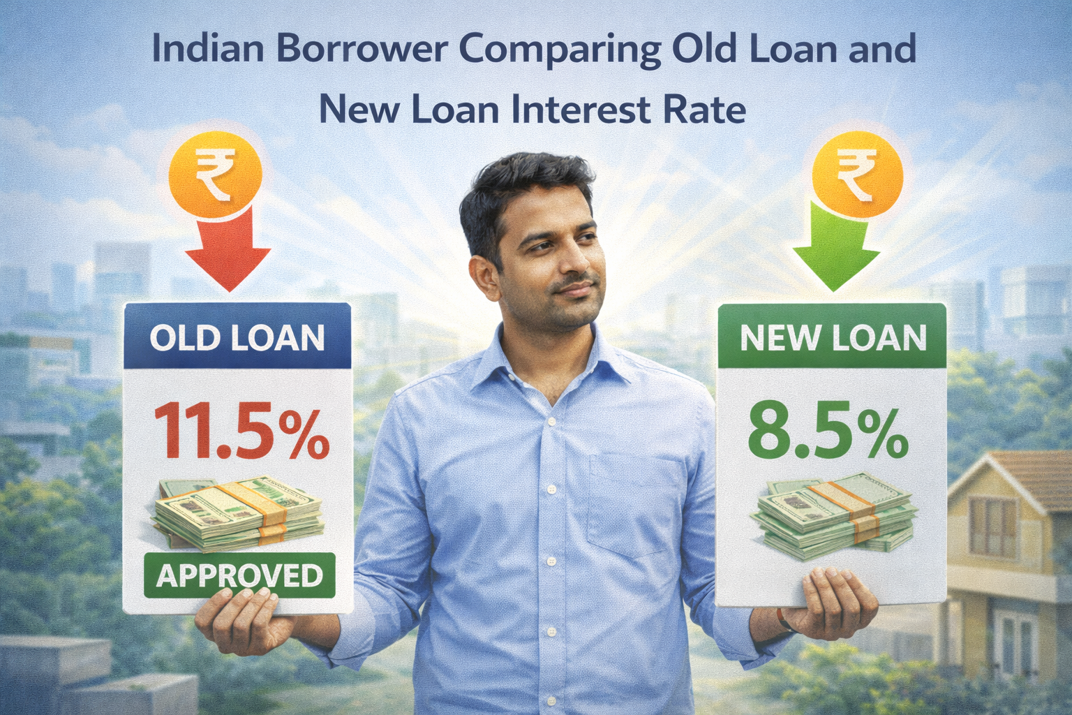 Indian borrower comparing old loan and new loan interest rate